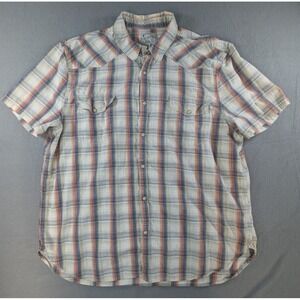 Lucky Brand‎ Mens Western Pearl Snap Plaid Shirt XXL Multicolor